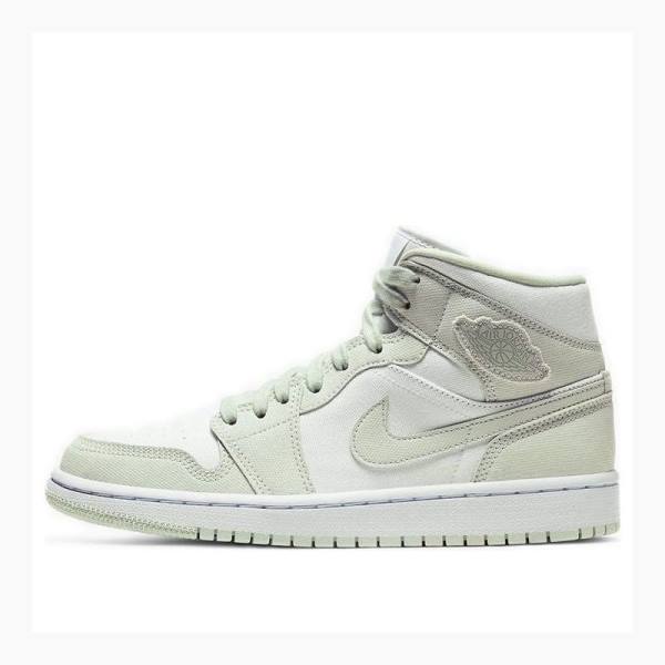 Green / White Women\'s Nike Mid Spruce Aura Basketball Shoes Air Jordan 1 | JD-691NO