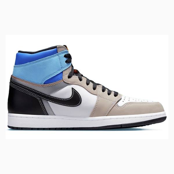 Grey / Black / Blue Men's Nike Retro High OG Pro Prototype Basketball Shoes Air Jordan 1 | JD-490VN