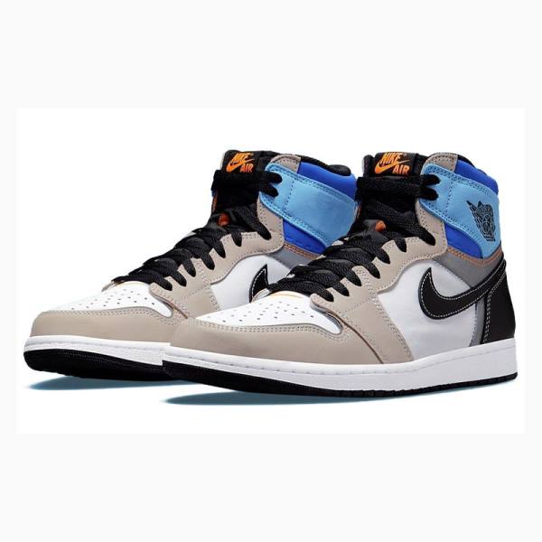 Grey / Black / Blue Men's Nike Retro High OG Pro Prototype Basketball Shoes Air Jordan 1 | JD-490VN