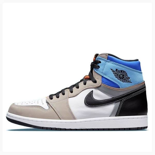 Grey / Black / Blue Men\'s Nike Retro High OG Pro Prototype Basketball Shoes Air Jordan 1 | JD-490VN