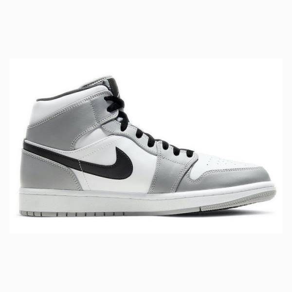 Grey / Black Men's Nike Mid Smoke Basketball Shoes Air Jordan 1 | JD-065RB