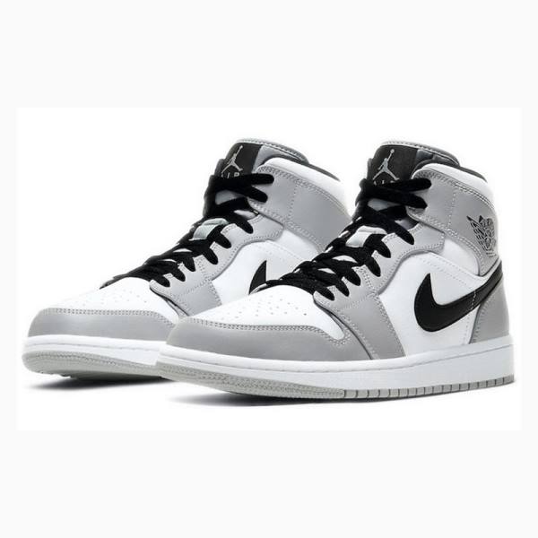 Grey / Black Men's Nike Mid Smoke Basketball Shoes Air Jordan 1 | JD-065RB