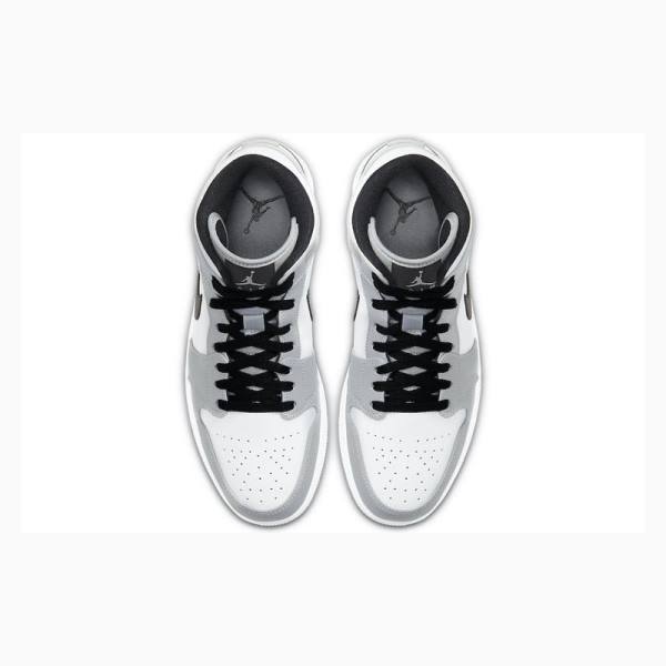 Grey / Black Men's Nike Mid Smoke Basketball Shoes Air Jordan 1 | JD-065RB