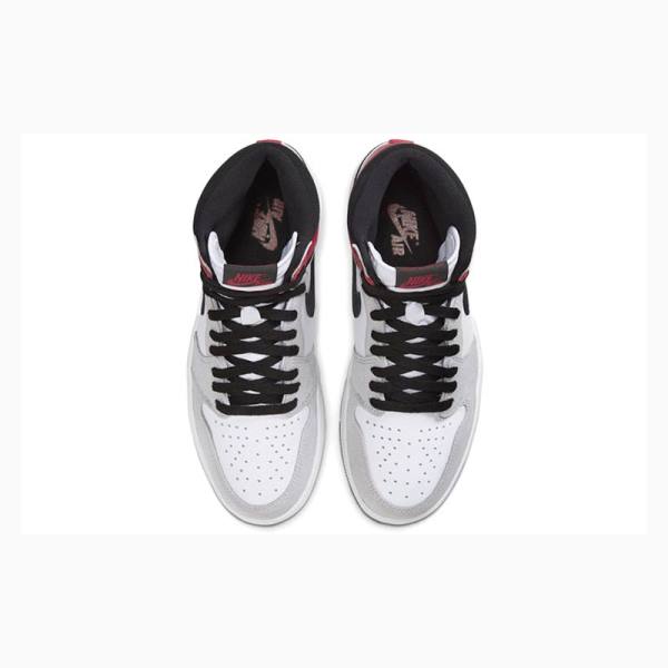 Grey / Black / Red Men's Nike Retro High OG Light Smoke Basketball Shoes Air Jordan 1 | JD-629GO