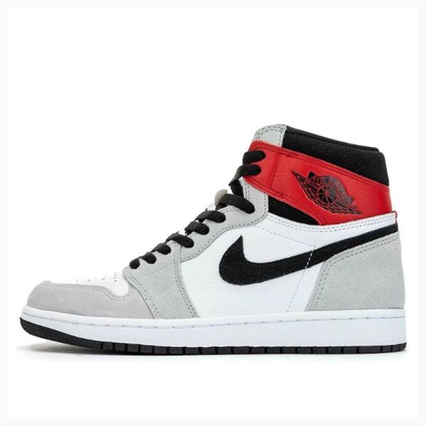 Grey / Black / Red Men\'s Nike Retro High OG Light Smoke Basketball Shoes Air Jordan 1 | JD-629GO