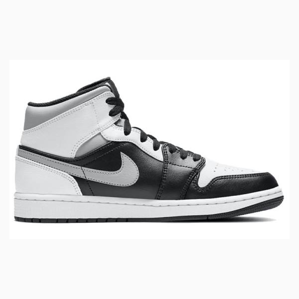 Grey / Black / White Men's Nike Mid Shadow Basketball Shoes Air Jordan 1 | JD-481BT