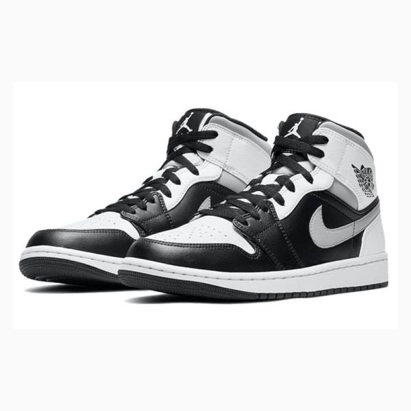 Grey / Black / White Men's Nike Mid Shadow Basketball Shoes Air Jordan 1 | JD-481BT