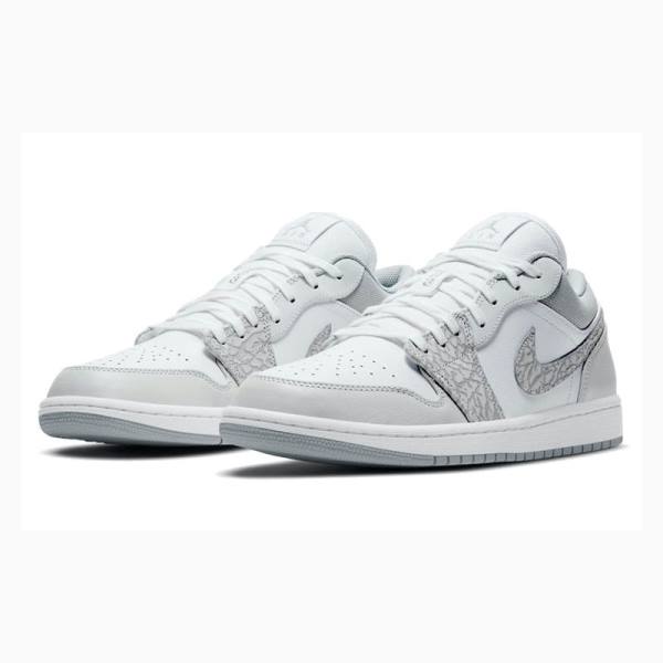 Grey Men's Nike Low Premium 'Elephant Print' Smoke Elephant Sneakers Air Jordan 1 | JD-462FW