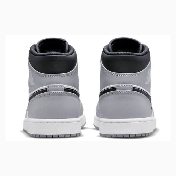 Grey / White / Black Men's Nike Mid Smoke Basketball Shoes Air Jordan 1 | JD-834EM