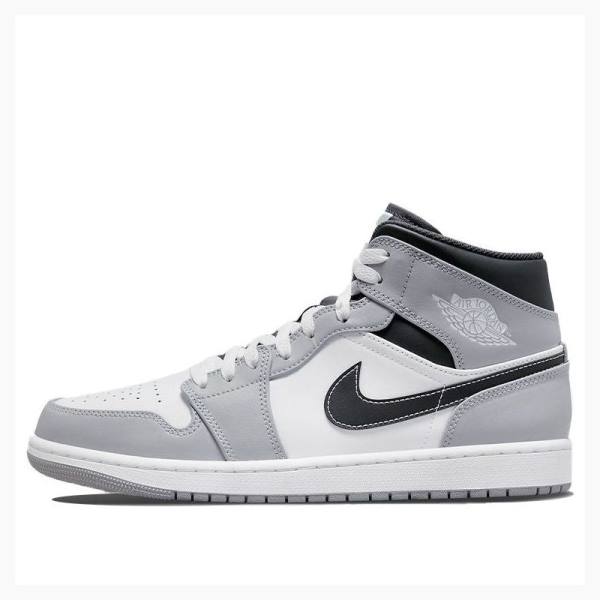 Grey / White / Black Men\'s Nike Mid Smoke Basketball Shoes Air Jordan 1 | JD-834EM