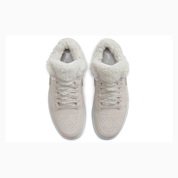 Grey Women's Nike Low Sherpa Fleece Sneakers Air Jordan 1 | JD-295PK