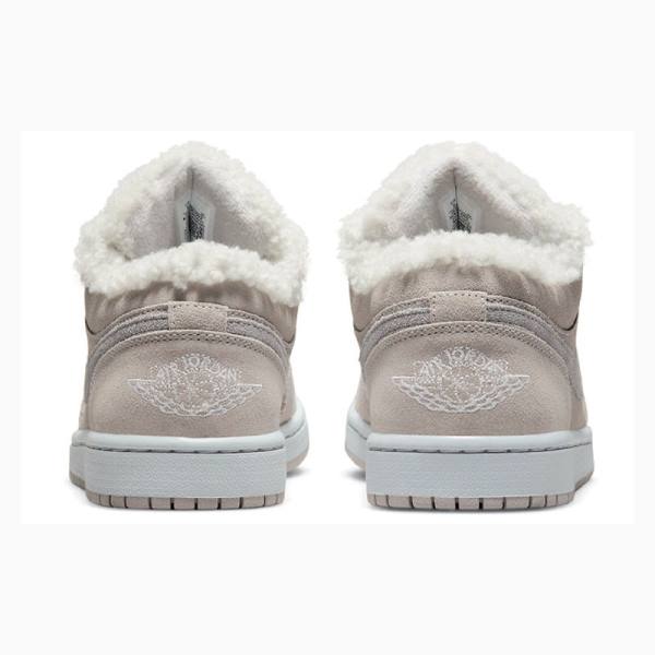 Grey Women's Nike Low Sherpa Fleece Sneakers Air Jordan 1 | JD-295PK