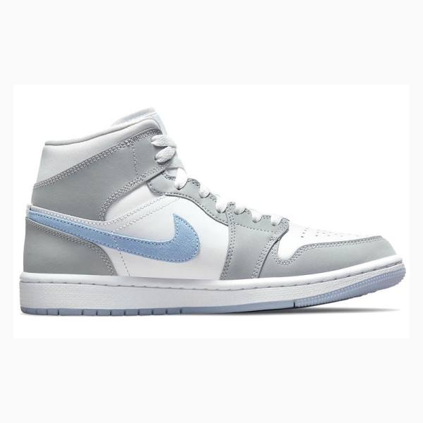 Grey Women's Nike Mid Wolf Basketball Shoes Air Jordan 1 | JD-794UO