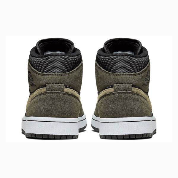 Olive / Black Women's Nike Mid Military Basketball Shoes Air Jordan 1 | JD-924SX