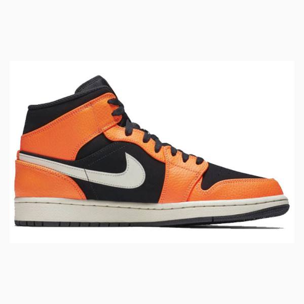 Orange Black Men's Nike Mid Basketball Shoes Air Jordan 1 | JD-518CF