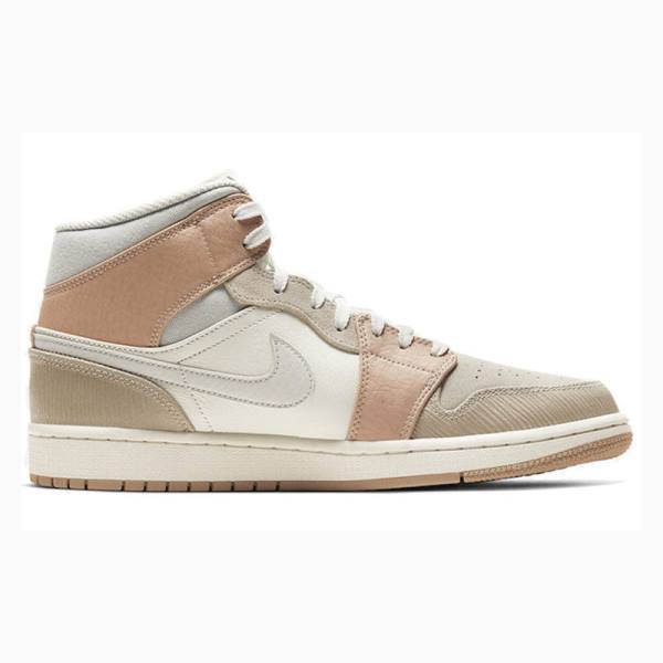 Pink / Beige Men's Nike Mid Milan Basketball Shoes Air Jordan 1 | JD-097UI