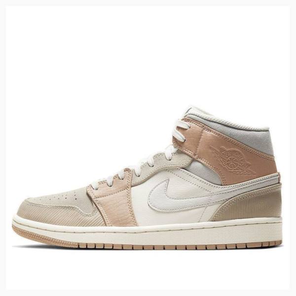 Pink / Beige Men\'s Nike Mid Milan Basketball Shoes Air Jordan 1 | JD-097UI