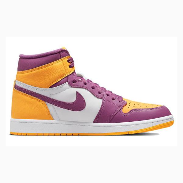 Purple / Yellow Men's Nike Retro High OG Brotherhood Basketball Shoes Air Jordan 1 | JD-540ML