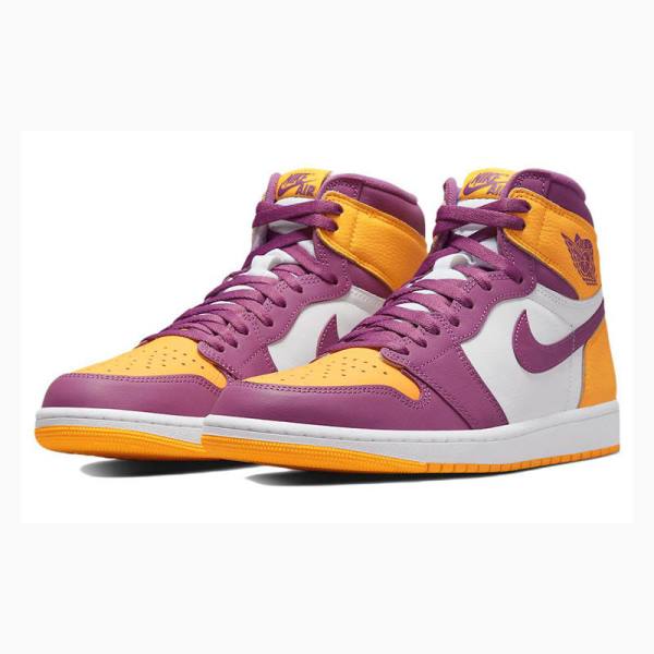 Purple / Yellow Men's Nike Retro High OG Brotherhood Basketball Shoes Air Jordan 1 | JD-540ML