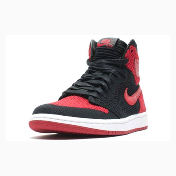 Red / Black Men's Nike Retro Flyknit Banned - Bred Basketball Shoes Air Jordan 1 | JD-794VK