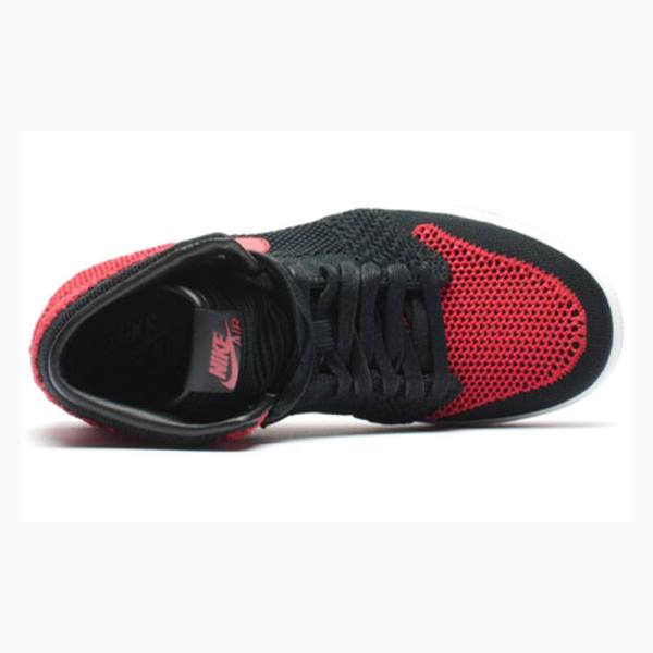 Red / Black Men's Nike Retro Flyknit Banned - Bred Basketball Shoes Air Jordan 1 | JD-794VK