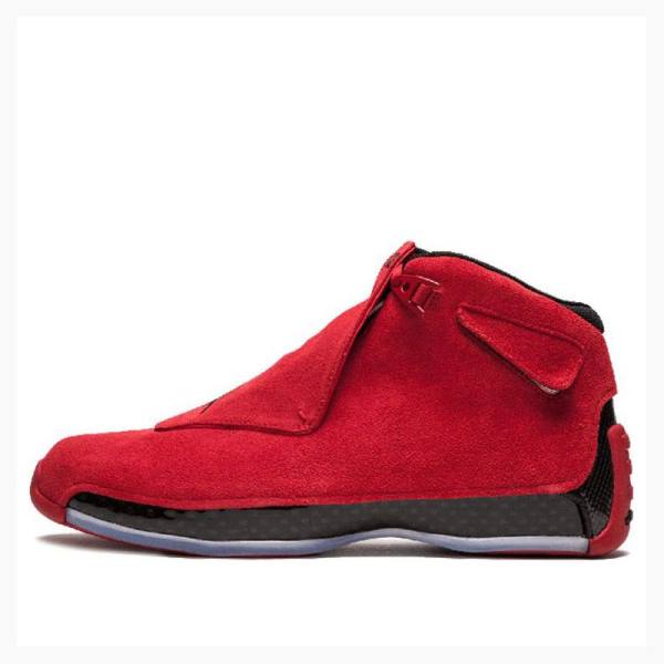 Red / Black Men\'s Nike Retro Red Suede Basketball Shoes Air Jordan 18 | JD-587AZ