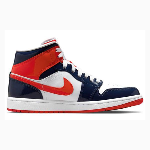 Red / Blue Women's Nike Mid Basketball Shoes Air Jordan 1 | JD-896OU