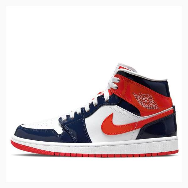 Red / Blue Women\'s Nike Mid Basketball Shoes Air Jordan 1 | JD-896OU