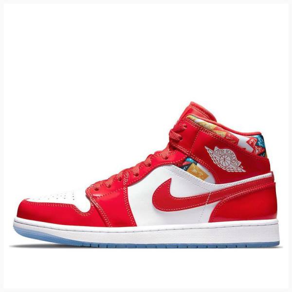 Red Men\'s Nike Mid SE Red Patent Basketball Shoes Air Jordan 1 | JD-091RH