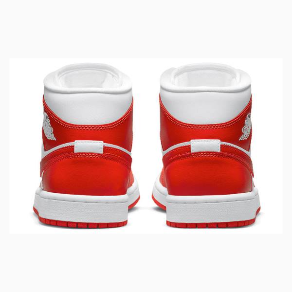 Red / White Women's Nike Mid Basketball Shoes Air Jordan 1 | JD-518UY