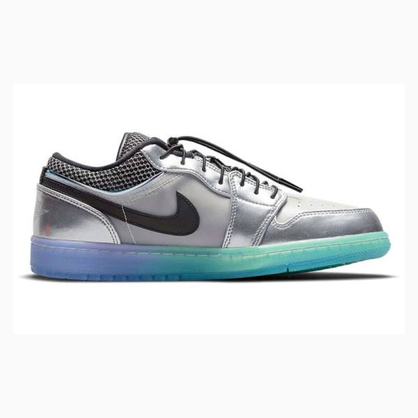 Silver / Black Women's Nike Low Toggle Silver Sneakers Air Jordan 1 | JD-578GX