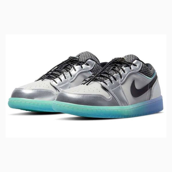 Silver / Black Women's Nike Low Toggle Silver Sneakers Air Jordan 1 | JD-578GX