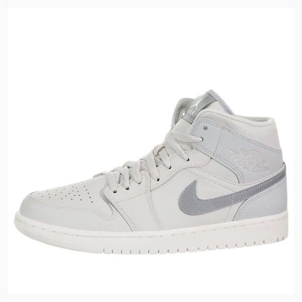 Silver Men\'s Nike Mid SE Light Bone Basketball Shoes Air Jordan 1 | JD-135GE