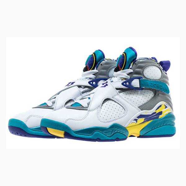 White / Aqua Women's Nike Retro Basketball Shoes Air Jordan 8 | JD-041HV