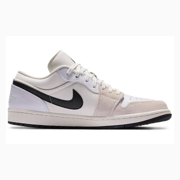 White / Beige / Black Men's Nike Low Sail Sneakers Air Jordan 1 | JD-964OF