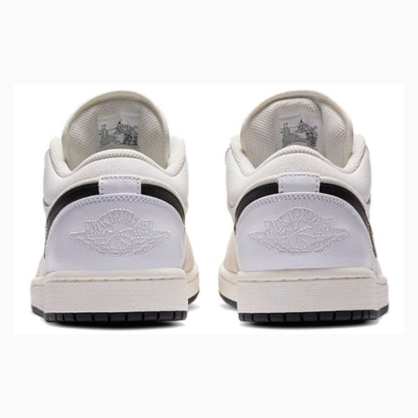 White / Beige / Black Men's Nike Low Sail Sneakers Air Jordan 1 | JD-964OF