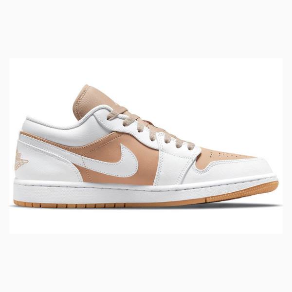 White / Beige Men's Nike Low Sneakers Air Jordan 1 | JD-326VE