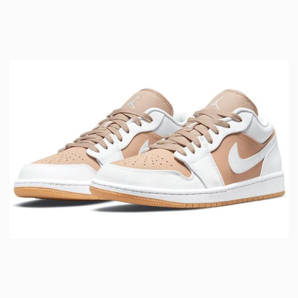 White / Beige Men's Nike Low Sneakers Air Jordan 1 | JD-326VE