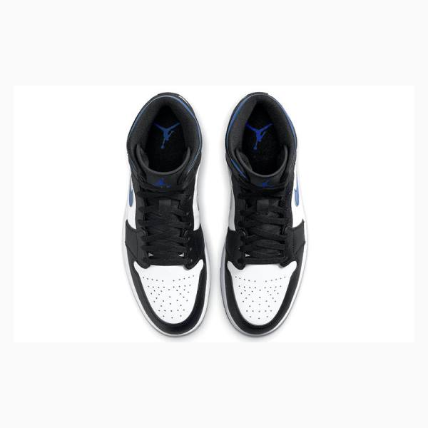 White / Black / Blue Men's Nike Mid Basketball Shoes Air Jordan 1 | JD-305QN