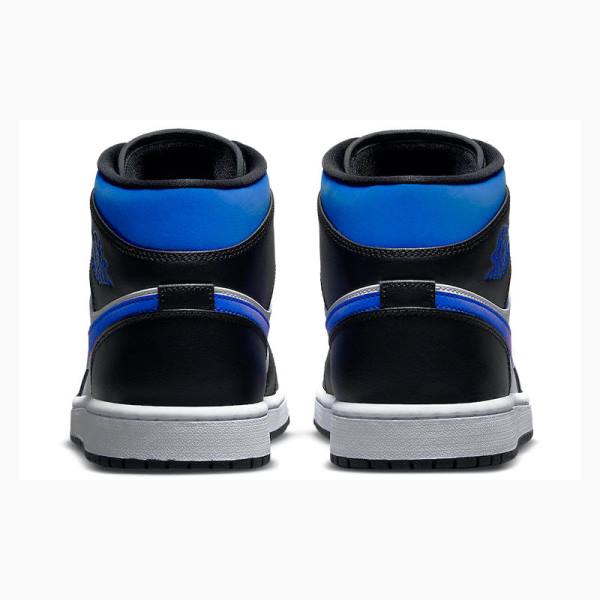 White / Black / Blue Men's Nike Mid Basketball Shoes Air Jordan 1 | JD-305QN