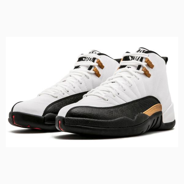 White / Black / Gold Men's Nike Retro CNY Chinese New Year Basketball Shoes Air Jordan 12 | JD-107HF