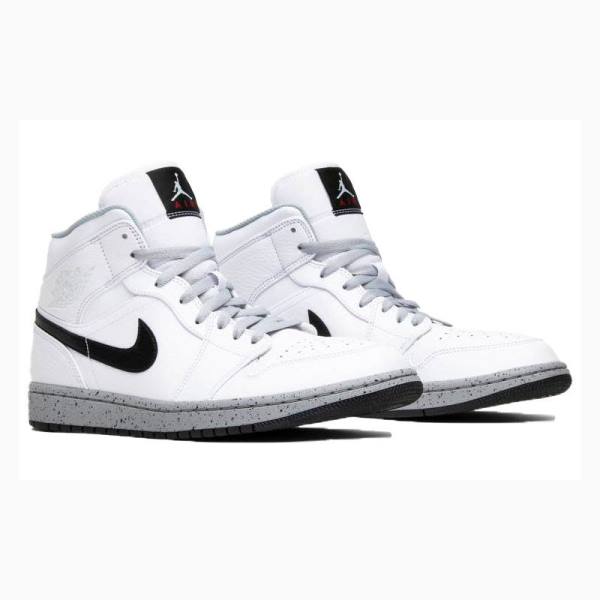 White / Black Men's Nike Mid Basketball Shoes Air Jordan 1 | JD-265EJ