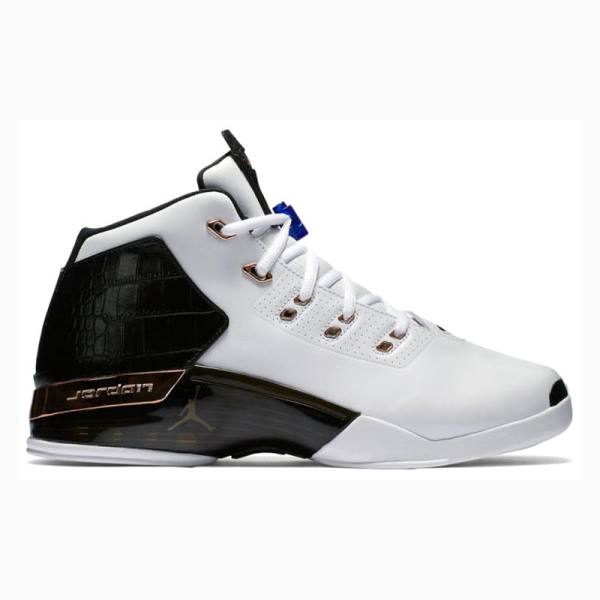 White / Black Men's Nike Retro Copper Basketball Shoes Air Jordan 17 | JD-302TI