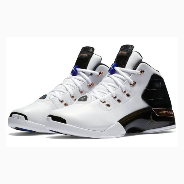 White / Black Men's Nike Retro Copper Basketball Shoes Air Jordan 17 | JD-302TI