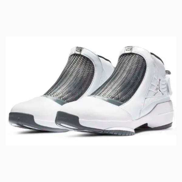 White / Black Men's Nike Retro Flint Grey Basketball Shoes Air Jordan 19 | JD-785LP