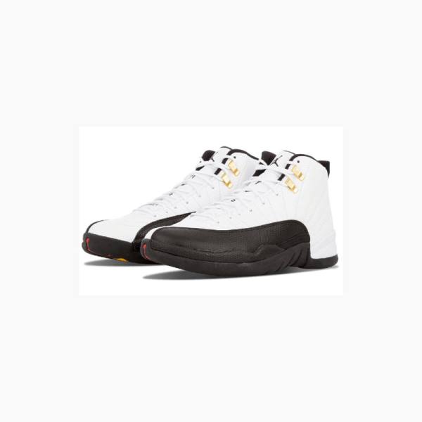 White / Black Men's Nike Retro Taxi Basketball Shoes Air Jordan 12 | JD-657NQ