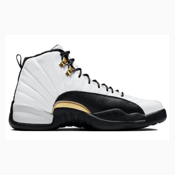 White / Black Men's Nike Retro Taxi Suede Basketball Shoes Air Jordan 12 | JD-169FP