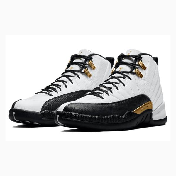 White / Black Men's Nike Retro Taxi Suede Basketball Shoes Air Jordan 12 | JD-169FP