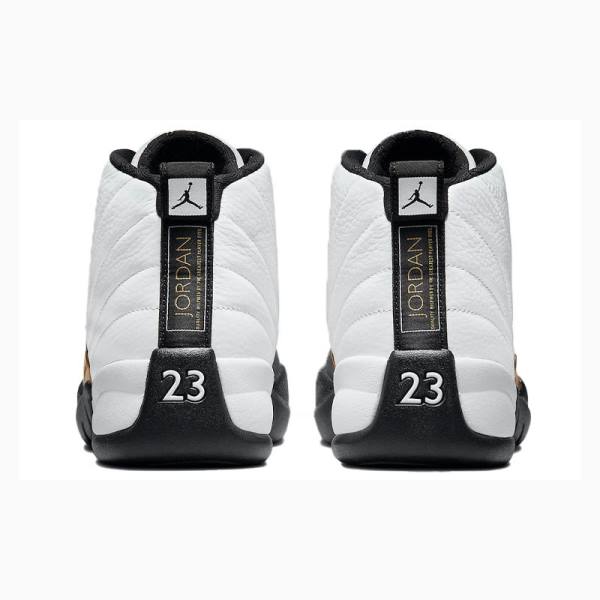 White / Black Men's Nike Retro Taxi Suede Basketball Shoes Air Jordan 12 | JD-169FP