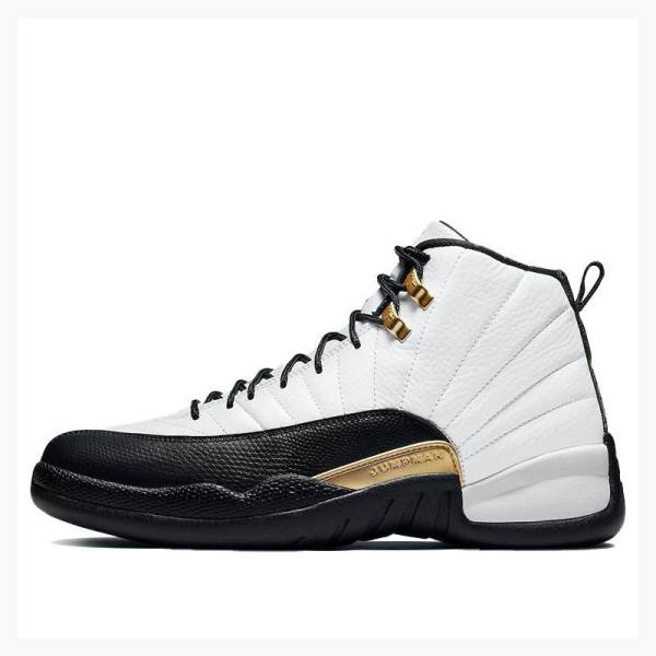 White / Black Men\'s Nike Retro Taxi Suede Basketball Shoes Air Jordan 12 | JD-169FP